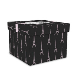 Black Eiffel Tower Gift Box with Lid - Canvas Wrapped - Medium (Personalized)