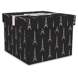 Black Eiffel Tower Gift Box with Lid - Canvas Wrapped - X-Large (Personalized)