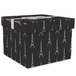 Black Eiffel Tower Gift Box with Lid - Canvas Wrapped - XX-Large (Personalized)