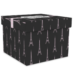 Black Eiffel Tower Gift Box with Lid - Canvas Wrapped - XX-Large (Personalized)