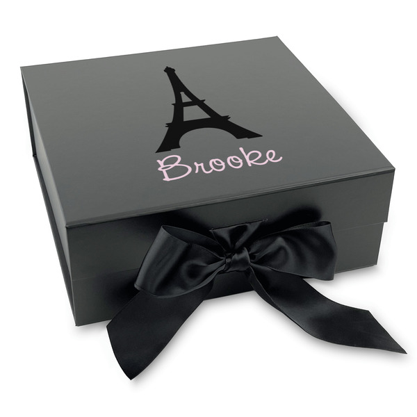 Custom Black Eiffel Tower Gift Box with Magnetic Lid - Black (Personalized)