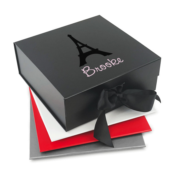 Custom Black Eiffel Tower Gift Box with Magnetic Lid (Personalized)