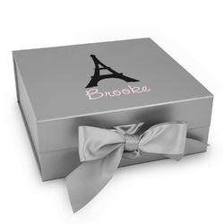 Black Eiffel Tower Gift Box with Magnetic Lid - Silver (Personalized)