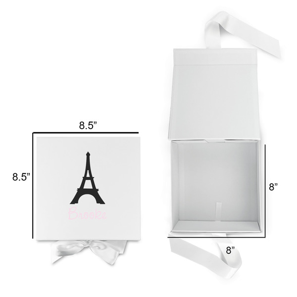 Black Eiffel Tower Gift Boxes with Magnetic Lid - White - Open & Closed