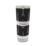 Black Eiffel Tower 2 oz Shot Glass -  Glass with Gold Rim - Set of 4 (Personalized)