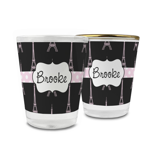 Custom Black Eiffel Tower Glass Shot Glass - 1.5 oz (Personalized)