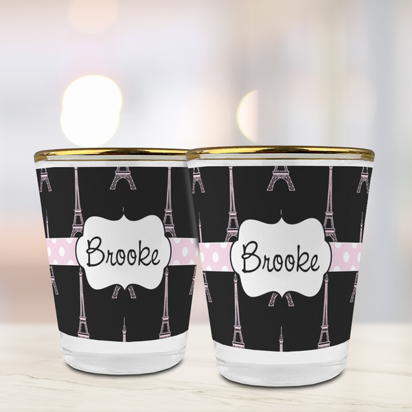 Black Eiffel Tower Glass Shot Glass - with gold rim - LIFESTYLE