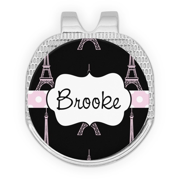 Custom Black Eiffel Tower Golf Ball Marker - Hat Clip - Silver
