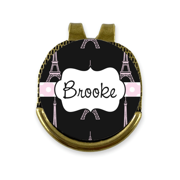 Custom Black Eiffel Tower Golf Ball Marker - Hat Clip - Gold