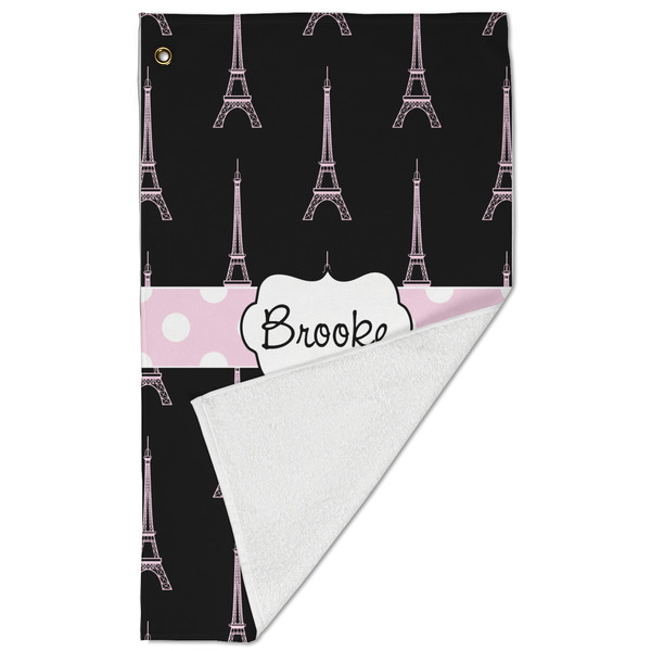 Black Eiffel Tower Golf Towel - Folded (Large)