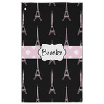Black Eiffel Tower Golf Towel - Poly-Cotton Blend - Large w/ Name or Text