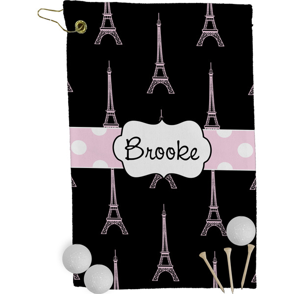Black Eiffel Tower Golf Towel (Personalized)