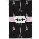 Black Eiffel Tower Golf Towel - Poly-Cotton Blend - Small w/ Name or Text