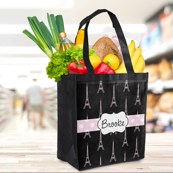 Black Eiffel Tower Grocery Bag - LIFESTYLE