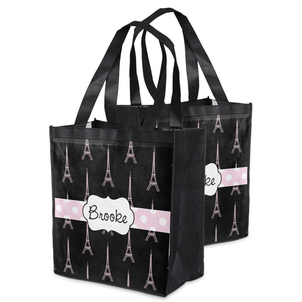 Black Eiffel Tower Grocery Bag - MAIN