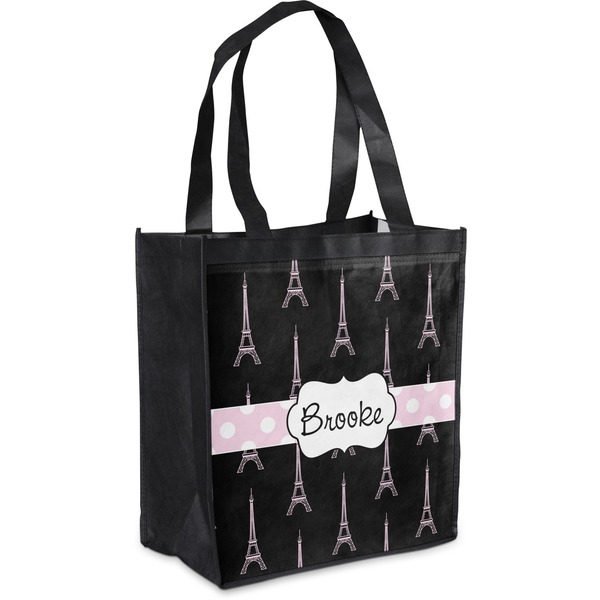 Custom Black Eiffel Tower Grocery Bag (Personalized)