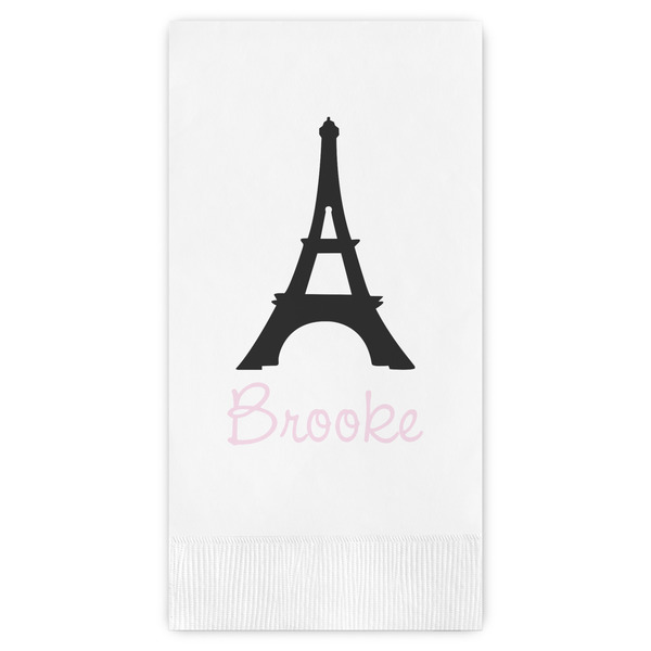 Custom Black Eiffel Tower Guest Paper Towels - Full Color (Personalized)