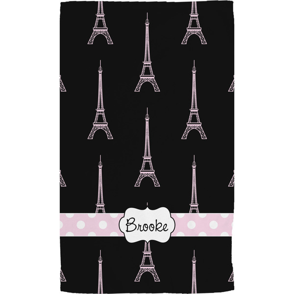 Black Eiffel Tower Hand Towel (Personalized)