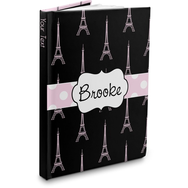 Custom Black Eiffel Tower Hardbound Journal (Personalized)