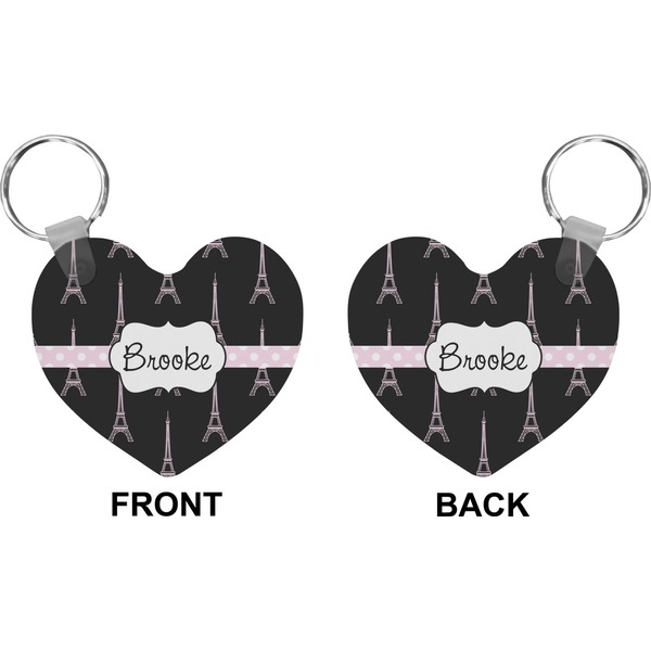 Black Eiffel Tower Heart Keychain (Front + Back)
