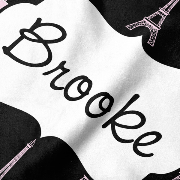 Black Eiffel Tower Hooded Baby Towel- Detail Close Up