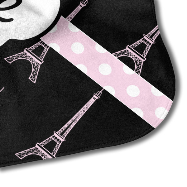 Black Eiffel Tower Hooded Baby Towel- Detail Corner
