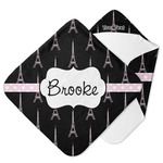 Black Eiffel Tower Hooded Baby Towel (Personalized)
