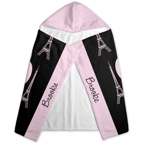 Black Eiffel Tower Hooded Towel - Folded
