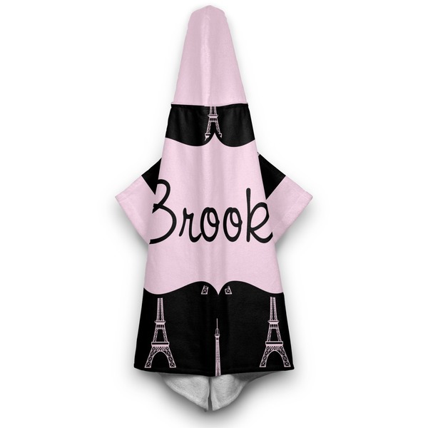 Black Eiffel Tower Hooded Towel - Hanging