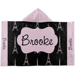 Black Eiffel Tower Kids Hooded Towel (Personalized)