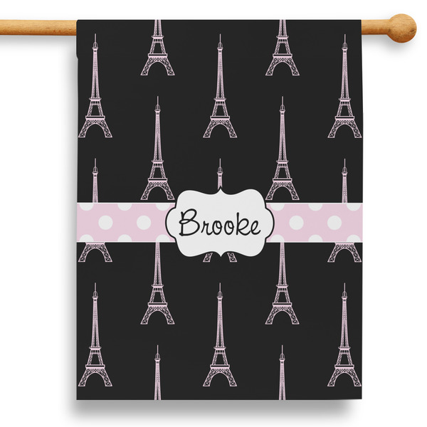 Custom Black Eiffel Tower 28" House Flag - Single Sided (Personalized)