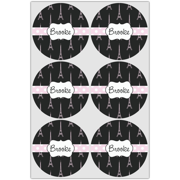 Black Eiffel Tower Icing Circle - Large - Set of 6