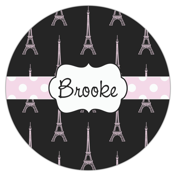 Black Eiffel Tower Icing Circle - Large - Single
