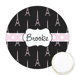 Black Eiffel Tower Printed Cookie Topper - Round (Personalized)