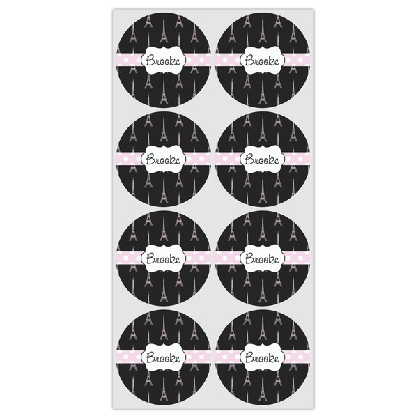 Black Eiffel Tower Icing Circle - Medium - Set of 8