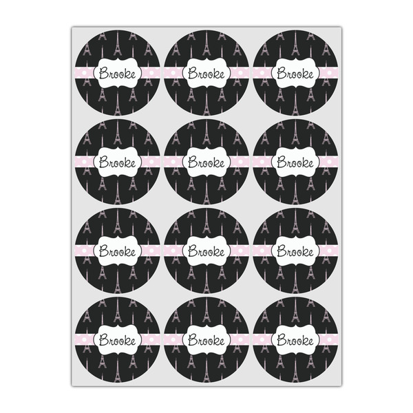 Black Eiffel Tower Icing Circle - Small - Set of 12