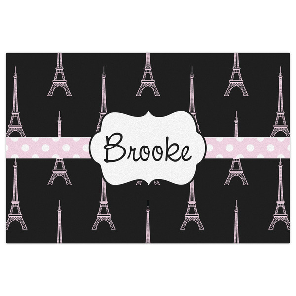 Black Eiffel Tower Indoor / Outdoor Rug - 4'x6' - Front Flat