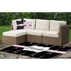 Black Eiffel Tower Indoor / Outdoor Rug - Custom Size w/ Name or Text