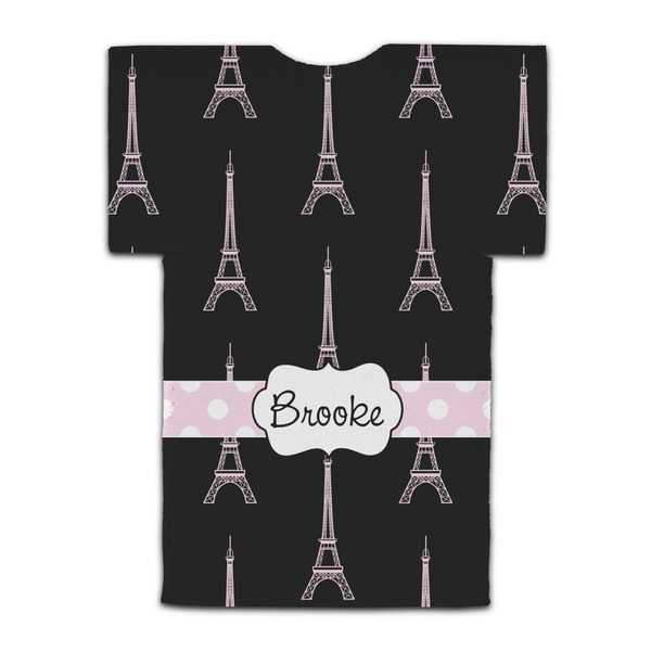 Black Eiffel Tower Jersey Bottle Cooler - BACK (flat)