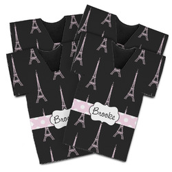 Black Eiffel Tower Jersey Bottle Cooler - Set of 4 (Personalized)