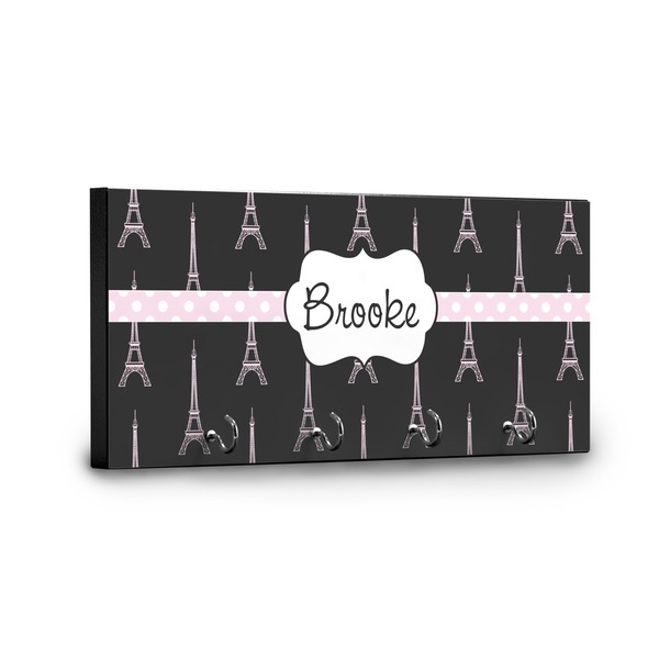 Black Eiffel Tower Key Hanger - Front View with Hooks