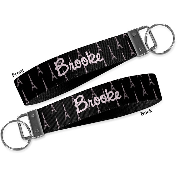 Black Eiffel Tower Key-chain - Metal and Nylon - Front and Back
