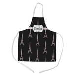 Black Eiffel Tower Kid's Apron w/ Name or Text