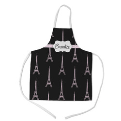 Black Eiffel Tower Kid's Apron w/ Name or Text