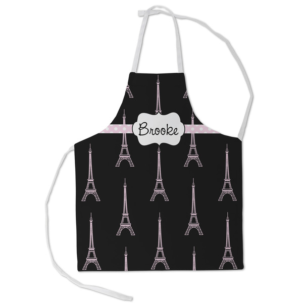 Custom Black Eiffel Tower Kid's Apron - Small (Personalized)