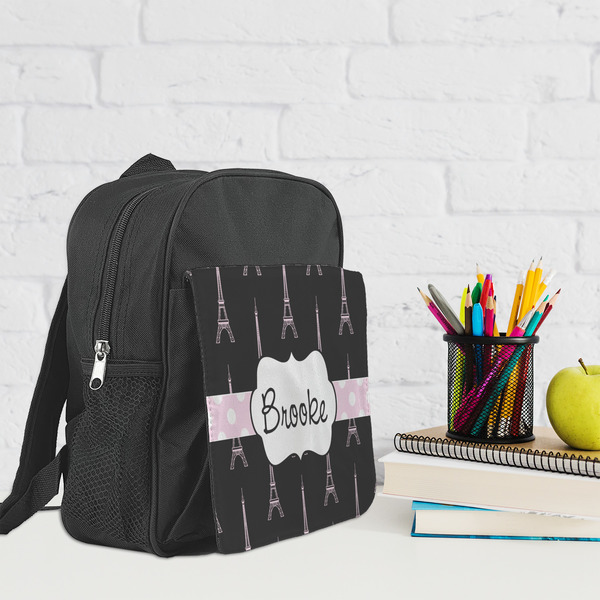Black Eiffel Tower Kid's Backpack - Lifestyle