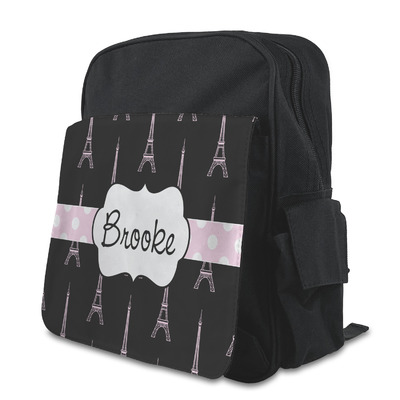 Black Eiffel Tower Preschool Backpack (Personalized)