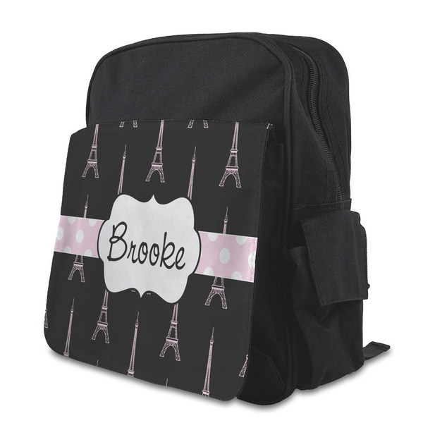 Custom Black Eiffel Tower Preschool Backpack (Personalized)