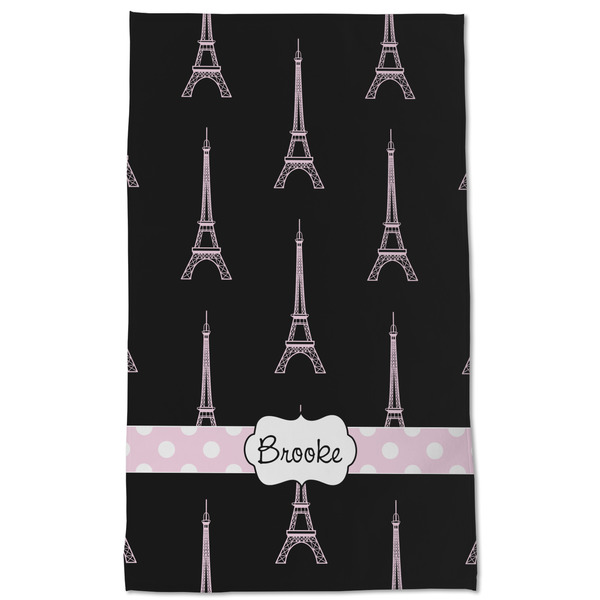 Black Eiffel Tower Kitchen Towel - Poly Cotton - Full Front