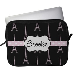 Black Eiffel Tower Laptop Sleeve / Case (Personalized)